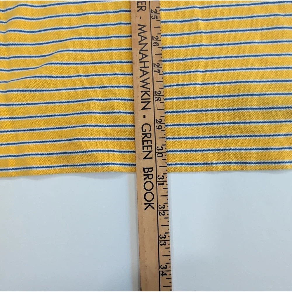 VTG Ralph Lauren Polo Shirt Mens Large Yellow Blue Striped Red Pony Preppy L
